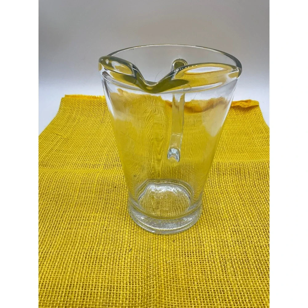 Vintage Glass Pitcher Clear Heavy Tapered Water Juice Carafe Serving MCM